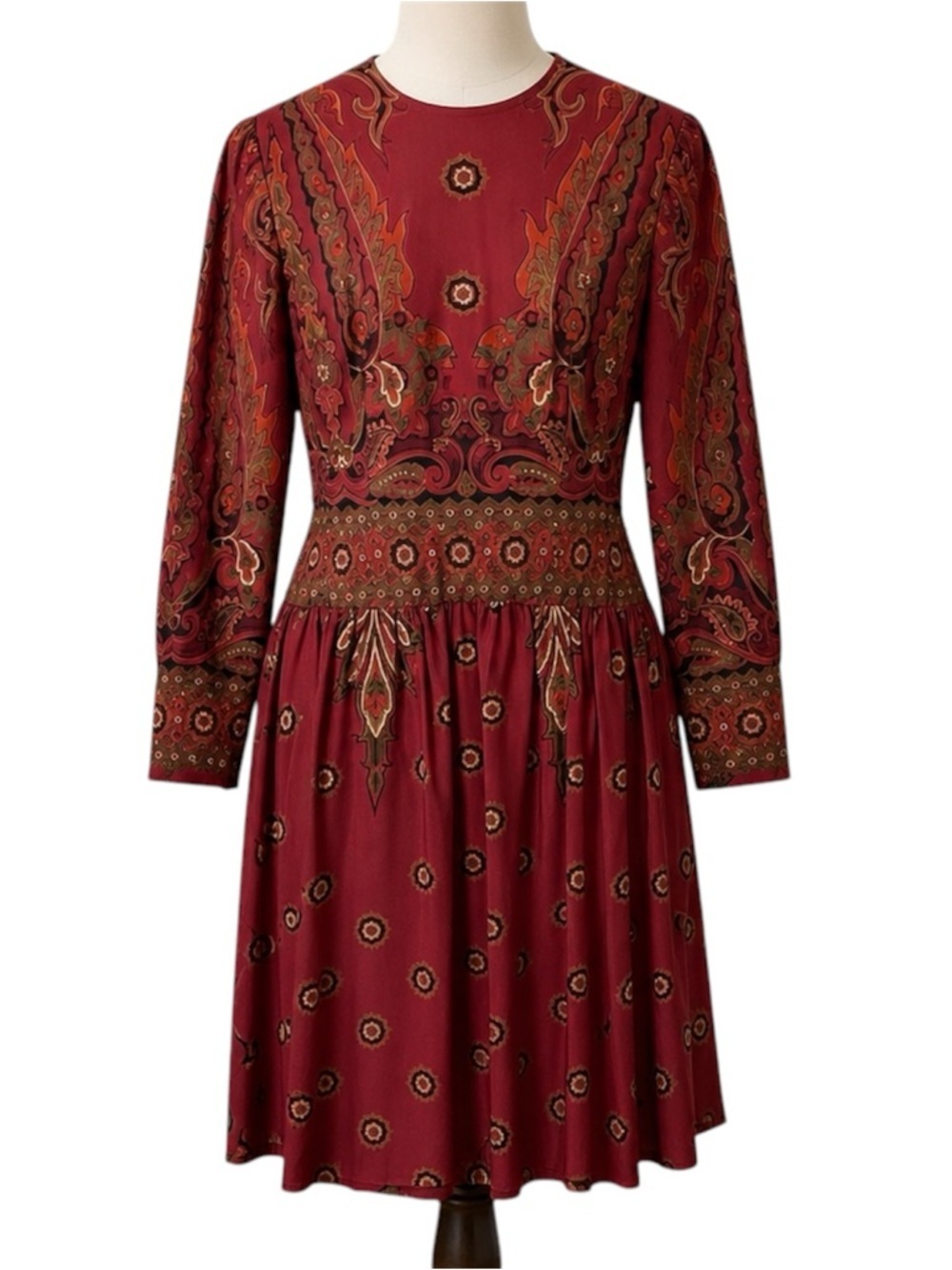 Jerry Silverman by Saulino Rare Vintage 70’ women Red Paisley Dress size Medium